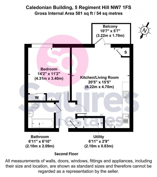 Floor Plan Image for 1 Bedroom Flat for Sale in Regiment Hill, Mill Hill