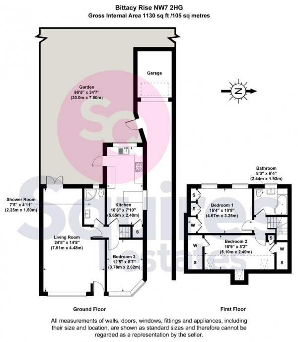 Floor Plan Image for 3 Bedroom Semi-Detached House for Sale in Bittacy Rise, Mill Hill, London