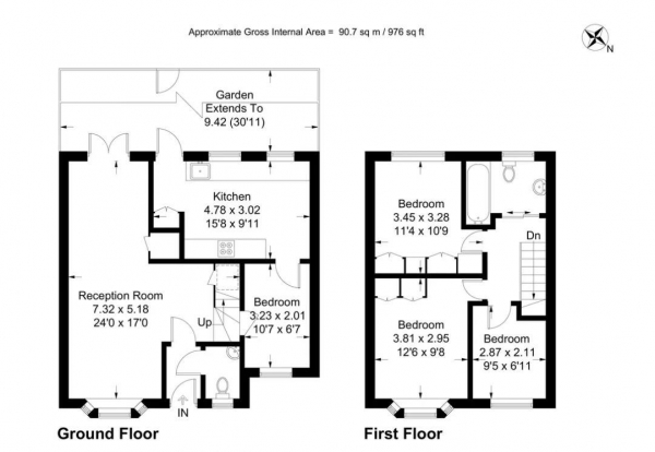 Floor Plan Image for 3 Bedroom Terraced House to Rent in Bittacy Hill, Mill Hill East