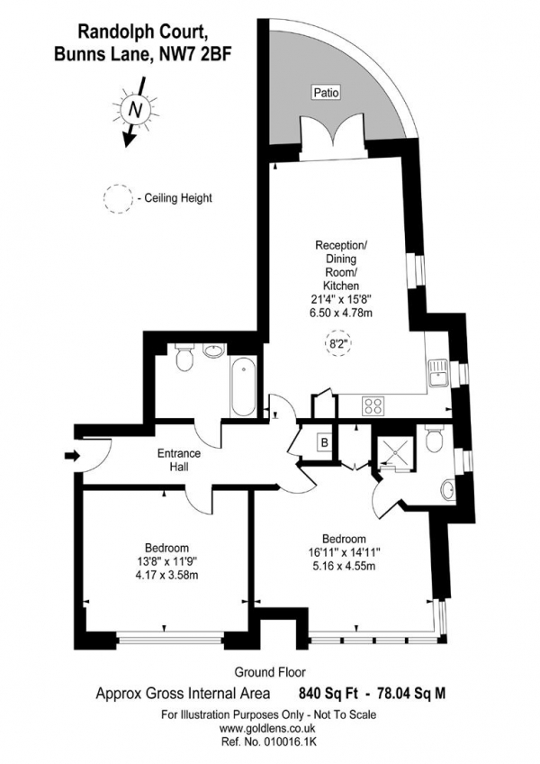 Floor Plan Image for 2 Bedroom Flat for Sale in Bunns Lane, Mill Hill