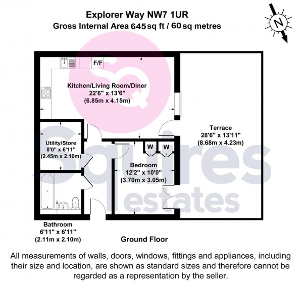 Floor Plan Image for 1 Bedroom Flat for Sale in Explorer Way, Mill Hill