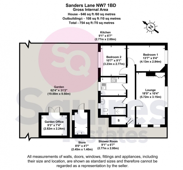 Floor Plan Image for 2 Bedroom Flat for Sale in Sanders Lane, Mill Hill