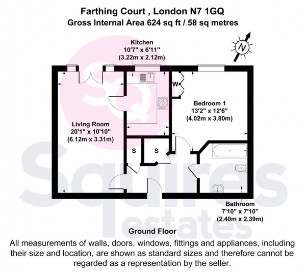 Floor Plan for 1 Bedroom Retirement Property for Sale in Langstone Way, London, NW7, 1GQ -  &pound300,000