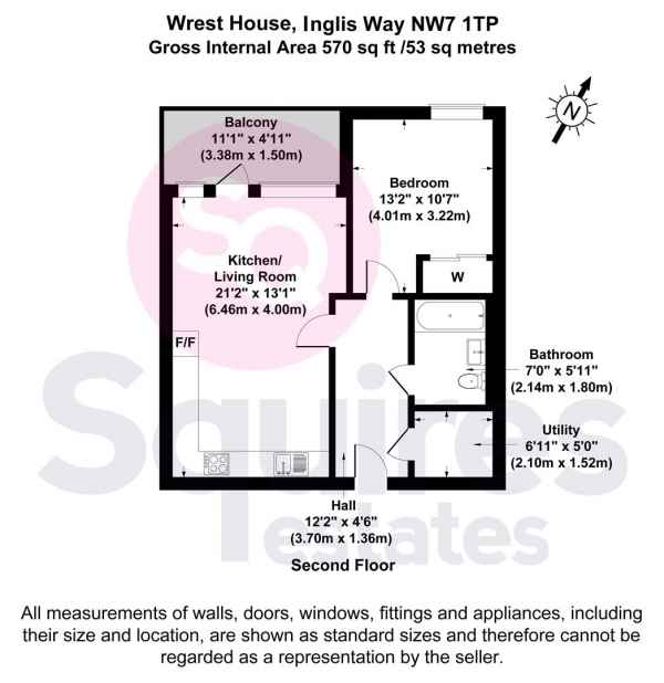 Floor Plan Image for 1 Bedroom Flat for Sale in Inglis Way, Mill Hill, London