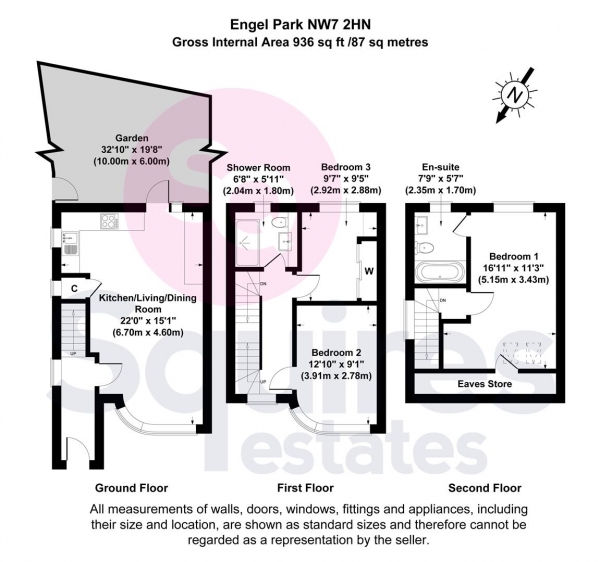 Floor Plan Image for 3 Bedroom Semi-Detached House for Sale in Engel Park, Mill Hill