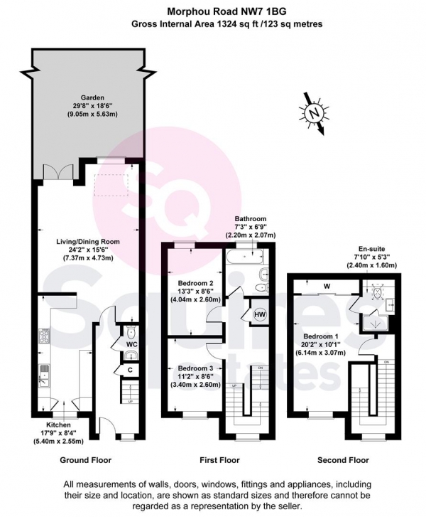 Floor Plan Image for 3 Bedroom Terraced House for Sale in Morphou Road, Mill Hill, London