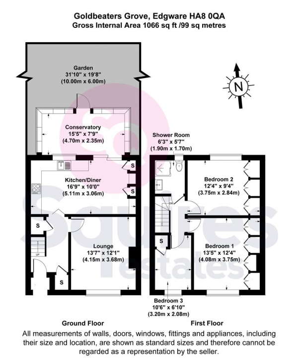 Floor Plan Image for 3 Bedroom Terraced House for Sale in Goldbeaters Grove, Edgware