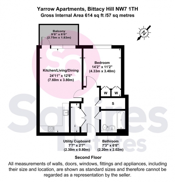 Floor Plan Image for 1 Bedroom Flat for Sale in Bittacy Hill, Mill Hill, London