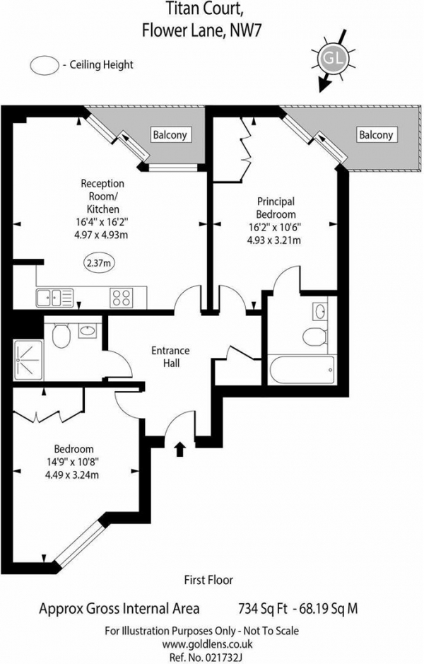 Floor Plan Image for 2 Bedroom Flat for Sale in Flower Lane, Mill Hill, London