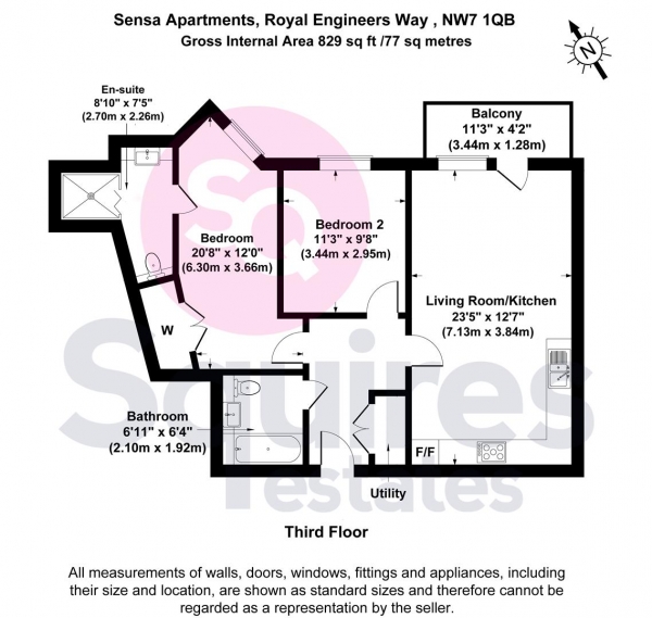 Floor Plan Image for 2 Bedroom Flat to Rent in Royal Engineers Way, Mill Hill