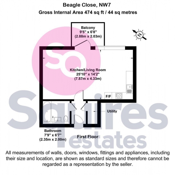 Floor Plan Image for Studio Flat for Sale in Beagle Close, Mill Hill