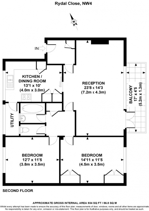 Floor Plan Image for 2 Bedroom Flat for Sale in Holders Hill Road, Hendon, London