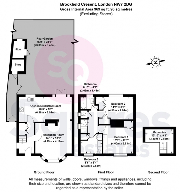 Floor Plan Image for 3 Bedroom Semi-Detached House for Sale in Brookfield Crescent, Mill Hill