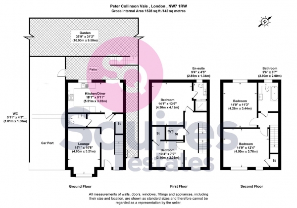 Floor Plan Image for 4 Bedroom Detached House to Rent in Peter Collinson Vale, Mill Hill