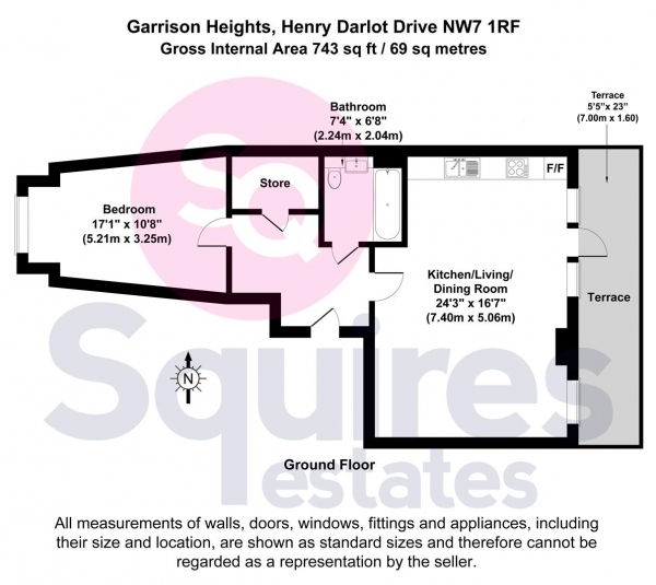 Floor Plan Image for 1 Bedroom Flat for Sale in Henry Darlot Drive, Mill Hill, London