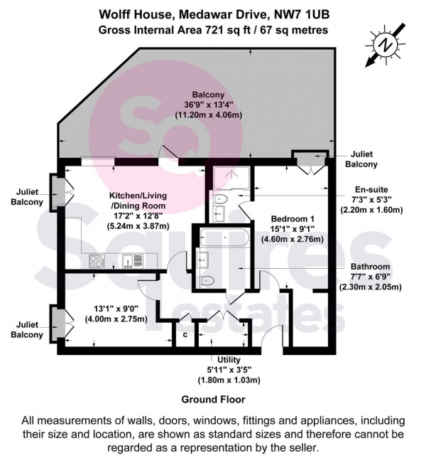 Floor Plan Image for 2 Bedroom Flat to Rent in Ridgeway View, London