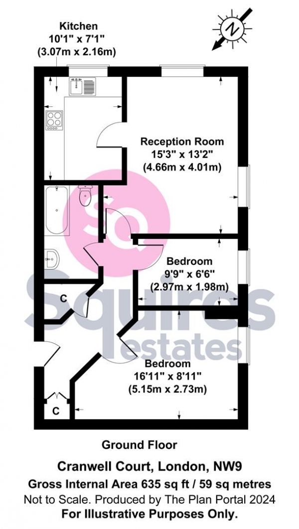 Floor Plan Image for 2 Bedroom Flat to Rent in Field Mead, Mill Hill