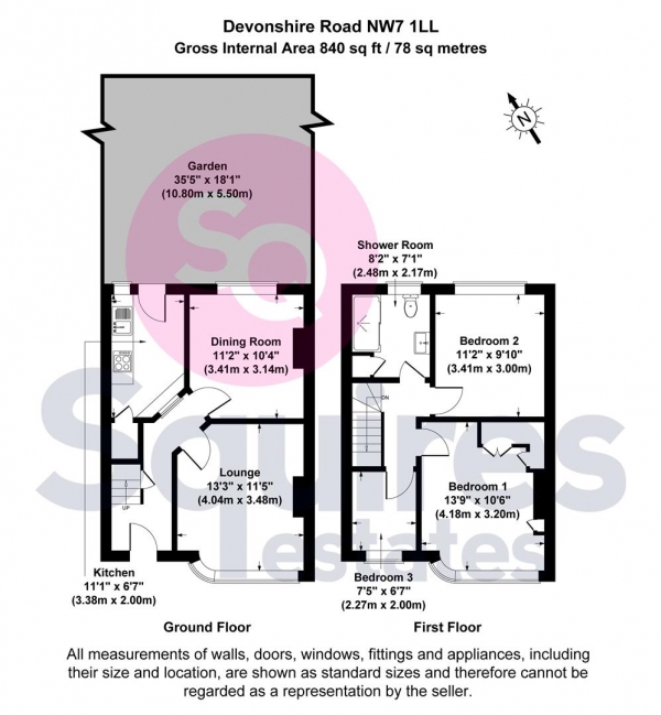 Floor Plan Image for 3 Bedroom Terraced House for Sale in Devonshire Road, Mill Hill