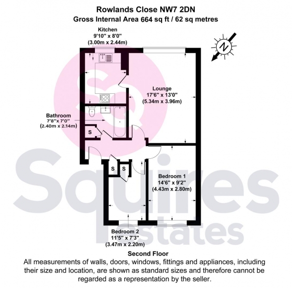 Floor Plan Image for 2 Bedroom Flat for Sale in Rowlands Close, Mill Hill, London