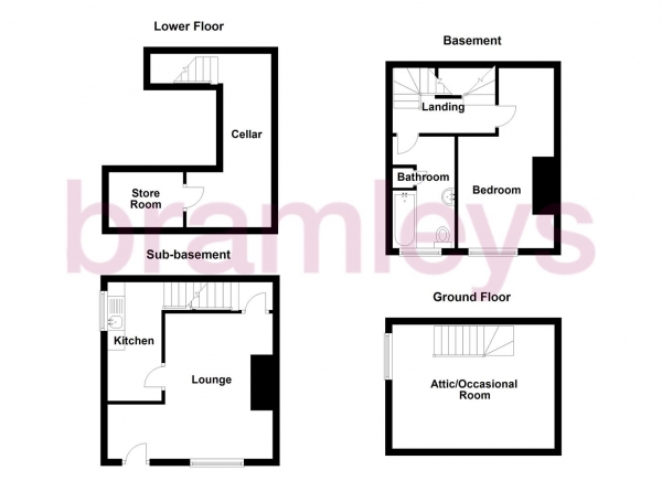 Floor Plan for 1 Bedroom End of Terrace House for Sale in Old Lane, Brighouse, HD6, 1UB -  &pound85,000