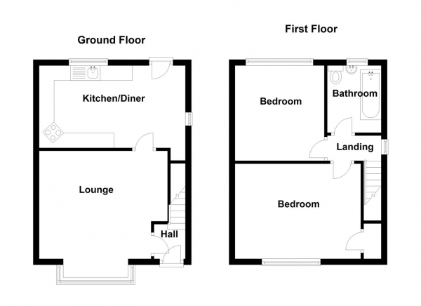 Floor Plan Image for 2 Bedroom Semi-Detached House for Sale in Lodge Drive, Elland