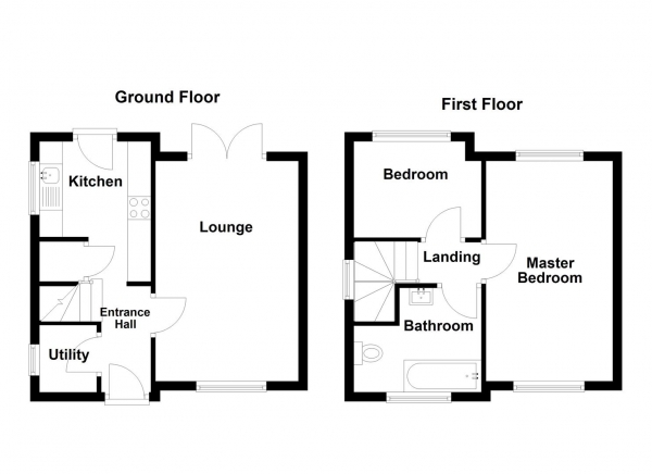 Floor Plan for 2 Bedroom Semi-Detached House for Sale in Sunnyside, Holywell Green, Halifax, HX4, 9JW -  &pound200,000