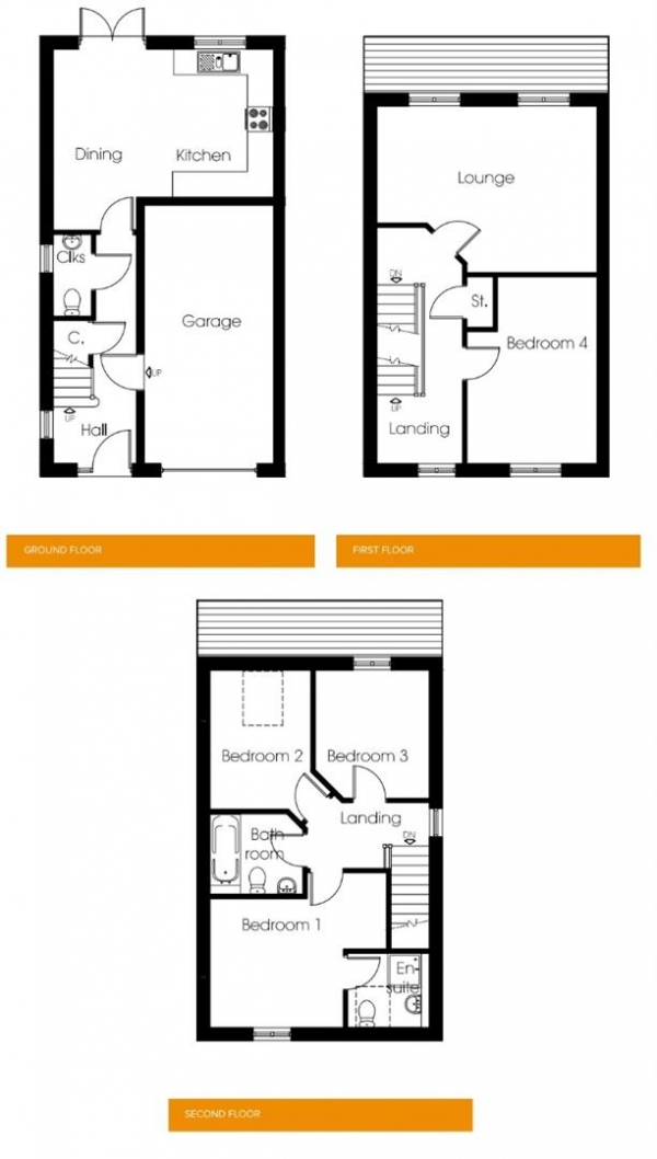 Floor Plan Image for 4 Bedroom Semi-Detached House for Sale in The Burlington, Calder Mews, Greetland, Halifax