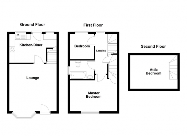 Floor Plan Image for 3 Bedroom End of Terrace House for Sale in Jubilee Road, Halifax