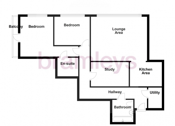 Floor Plan Image for 2 Bedroom Flat for Sale in Silk Mill, Elland