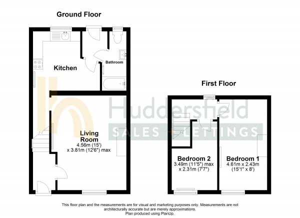 Floor Plan Image for 2 Bedroom Terraced House to Rent in Church Street, Huddersfield