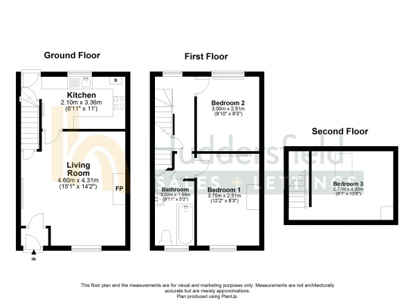 Floor Plan Image for 3 Bedroom Terraced House for Sale in Blackhouse Road, Huddersfield