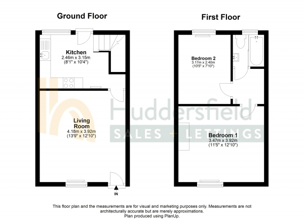 Floor Plan Image for 2 Bedroom Terraced House for Sale in Grisedale Avenue, Huddersfield