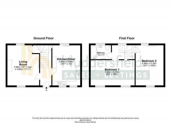 Floor Plan Image for 2 Bedroom Semi-Detached House for Sale in Almondbury Bank, Huddersfield