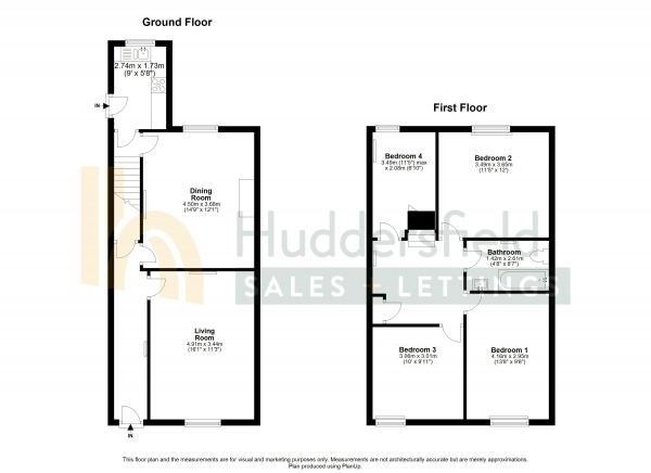 Floor Plan Image for 4 Bedroom Terraced House for Sale in Mount Street, Huddersfield