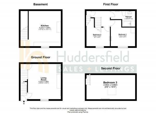 Floor Plan Image for 3 Bedroom Terraced House to Rent in Moorbottom Road, Huddersfield