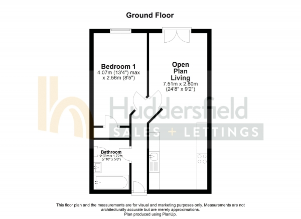 Floor Plan Image for 1 Bedroom Apartment for Sale in Rifle Fields, Water Street, Huddersfield