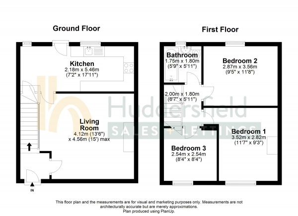 Floor Plan Image for 3 Bedroom Terraced House for Sale in 125 St. Andrews Road, Huddersfield