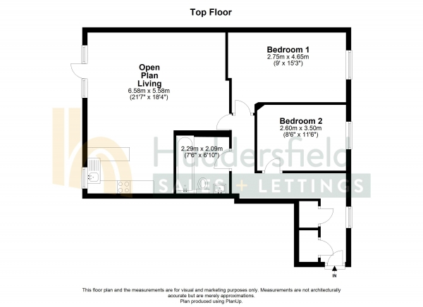 Floor Plan Image for 2 Bedroom Apartment to Rent in Parkwood Road, Huddersfield