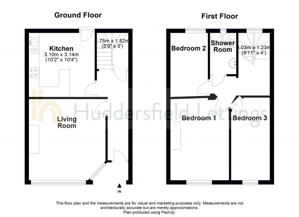 Floor Plan Image for 3 Bedroom Terraced House to Rent in Midland Street, Huddersfield