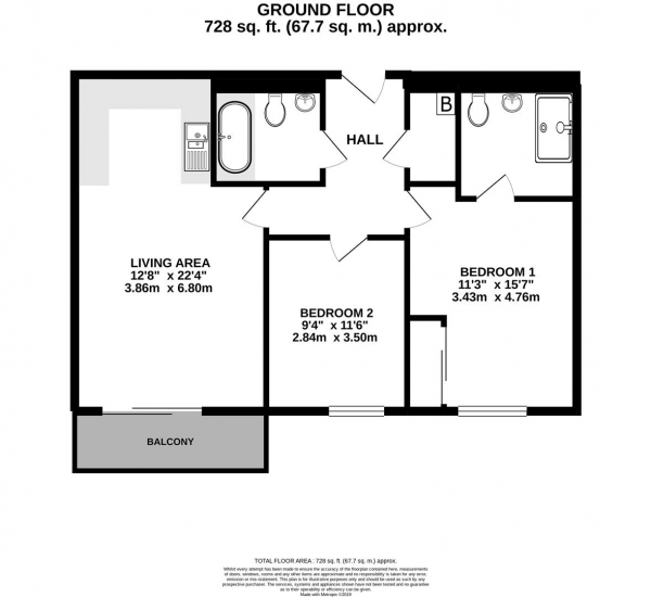 Floor Plan Image for 2 Bedroom Apartment for Sale in Brecon lodge,Wintergreen Boulevard, West Drayton