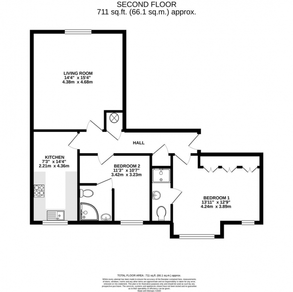 Floor Plan Image for 2 Bedroom Apartment for Sale in Thorney Mill Road, West Drayton