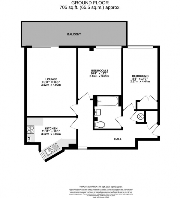 Floor Plan Image for 2 Bedroom Apartment for Sale in Bentinck Road, Yiewsley, West Drayton