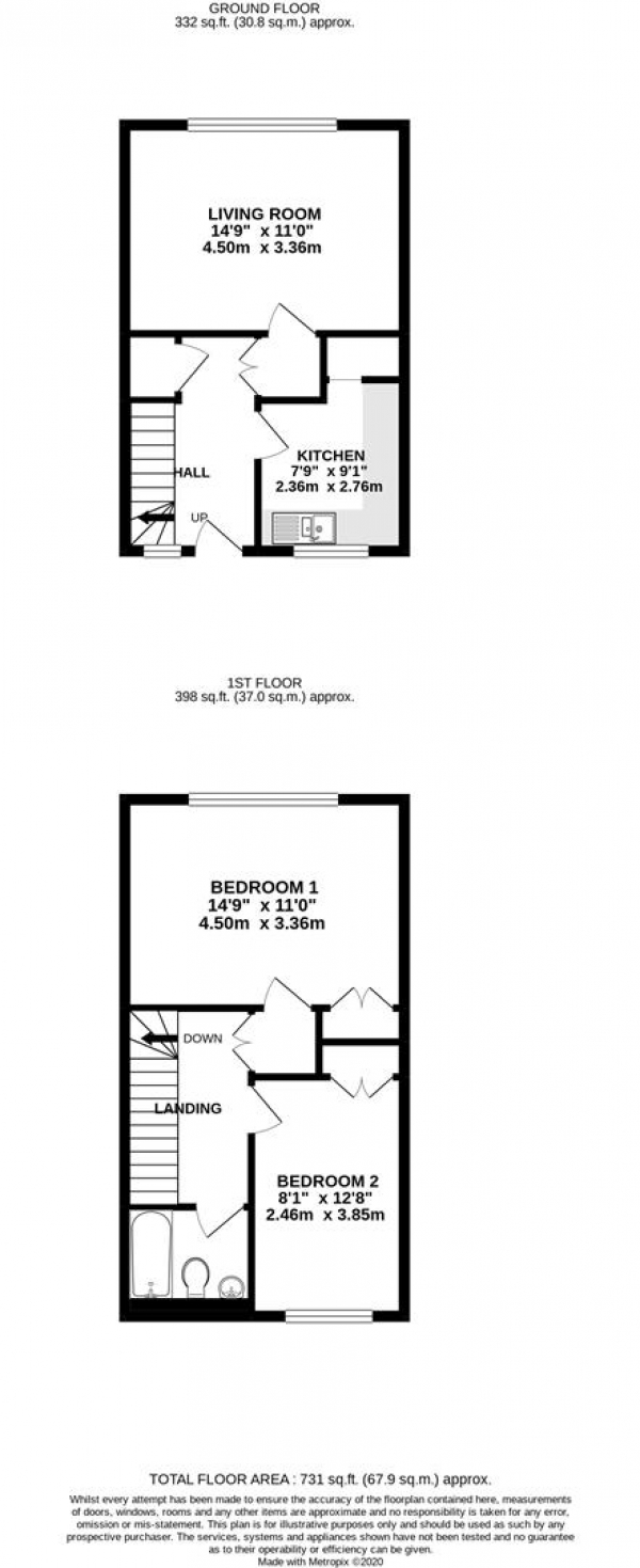 Floor Plan Image for 2 Bedroom Maisonette for Sale in Milton Way, West Drayton