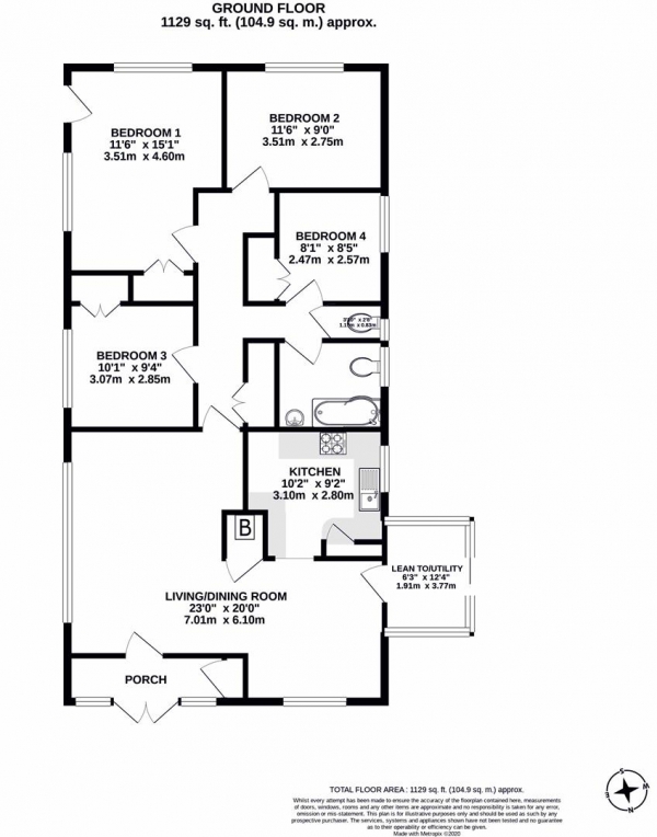 Floor Plan Image for 4 Bedroom Detached Bungalow for Sale in Frays Avenue, West Drayton