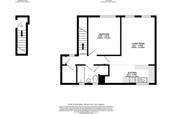 Floor Plan Image for 1 Bedroom Maisonette for Sale in Lupin Close, West Drayton