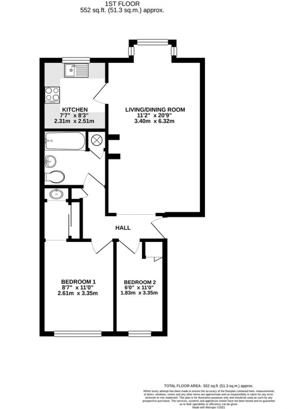 Floor Plan Image for 2 Bedroom Apartment for Sale in Hawthorne Crescent, West Drayton