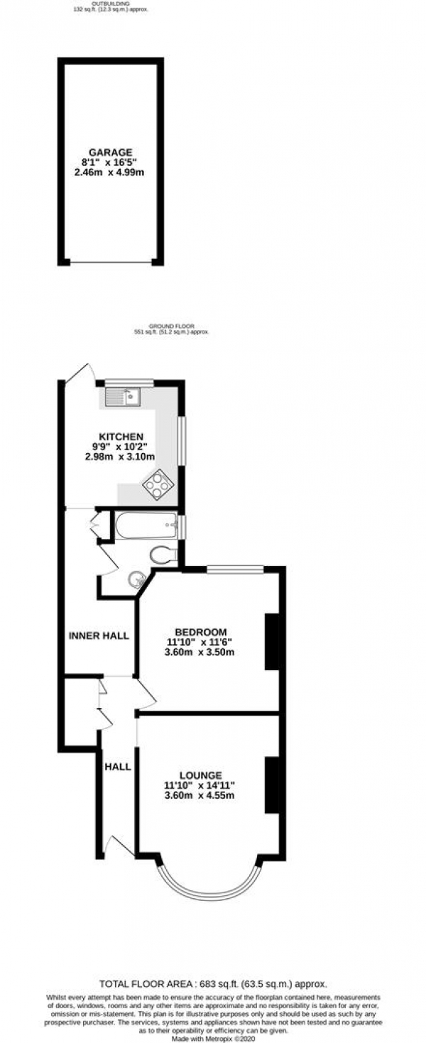 Floor Plan Image for 1 Bedroom Maisonette for Sale in Drayton Gardens, West Drayton