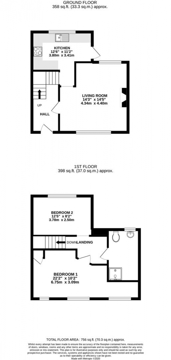 Floor Plan Image for 2 Bedroom Property for Sale in Castle Avenue, West Drayton