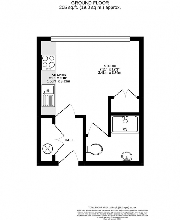 Floor Plan Image for Studio for Sale in High Street, Yiewsley, West Drayton