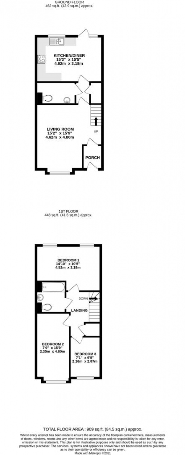 Floor Plan Image for 3 Bedroom End of Terrace House for Sale in Summer Drive, West Drayton